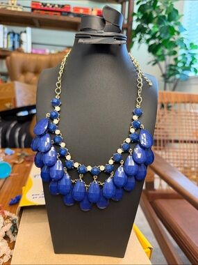 Pair of Navy Blue Statement Necklaces - Women Jewelry